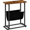 HOOBRO Tavolino Stretto, Comodino Piccolo in Stile Industriale, Tavolino Sottile per Piccoli Spazi con Portariviste, per Soggiorno, Camera da Letto, Studio, Marrone Vintage e Nero EBF81BZ01