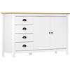 vidaXL Credenza Hill Madia Mobile Armadietto Armadio Mobiletto Alto Portaoggetti Cassa Cassapanca Mobili Bianca 130x40x80 cm in Legno di Pino