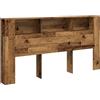 vidaXL Testiera Contenitore Legno Antico 200x18,5x102,5cm Truciolato, testiera letto, arredo camera da letto, testiera libreria