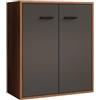 MB Muebles Bonitos, Credenza piccola Lander L2, Stile Moderno, Madia bassa multiuso con 2 ante, Colore Noce e Grigio, 60x71x30cm