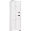HOCSOK Mobile Alto de Bagno, Armadietto da Pavimento per Bagno, Armadietto Ausiliario con 2 Cassetti e 4 Ante, Adatto per Corridoio, Camera da Letto, Soggiorno, Legno, 60 x 30 x 164.5 cm, Bianco