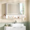 FORABAMB Specchio Bagno 80x16x70 cm, Specchiera Bagno con Luce LED e Presa Multipla, Specchio Bagno Contenitore con Ripiani Regolabili, Interruttore Touch, Dimmerabile, 2 Ante Specchio, HD, Bianco