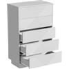 UEV Cassettiera a 5 Cassetti con Motivo a Rombi, Settiminio Spazioso per Archiviazione, Comò Stabile e Durevole per Soggiorno, Camera da letto, Corridoio, 60 x 33,5 x 94 cm, Bianco