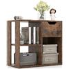 RELAX4LIFE Libreria Scaffale a 3 Cubi con Cassetto, Scaffale per Libri Moderno Semplice a 2 Livelli, Mobile Contenitore Multifunzionale, 60 x 30 x 53 cm (Marrone)