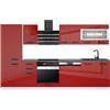 B BELINI GROUP Belini cucina 300 cm Cindy, con piano di lavoro, rosso lucido