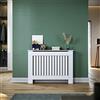 SONNI Copertura per Radiatore 112x19x81.5 cm, Classico e Moderno per Copritermosifone, Copertura Termosifone Grande a Doghe Rigate Laccate Bianche