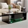 KSFASHZ Tavolino LED Soggiorno con 1 Cassetti, Tavolo Nero Moderno, 100×50×35cm, Facile da Montare