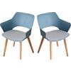 HJhomeheart Set di 2 Sedie da Pranzo, Gambe in Legno Massello, Sedie da Ufficio con braccioli, Sedie in Tessuto, Colore Morandi opaco