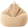 BotYcht Fodera per Poltrona Sacco(Senza Riempimento), Copertura per Pouf Poltrona Puff in Cotone e Lino Lavabile per Bambini, Adolescenti e Adulti,Cachi,100x120cm