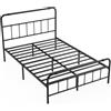 NAIZY Struttura letto 140 x 200 cm, con schienali in metallo, con rete a doghe, letto matrimoniale alto 42 cm, per camera da letto, camera degli ospiti