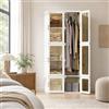 CXHLXYR Armadio per camera da letto, 69 x 50 x 170 cm, armadio da armadio portatile con 6 ante e 10 scomparti, 1 gamba, armadio per camere e armadi, camera da letto, pieghevole con bar (bianco, 69 x