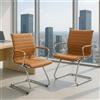 Ya-Home Set di 2 Sedia Cantilever Sedie Ufficio in Ecopelle Sedie da Reception per Sala Riunioni Sedia Visitatori con Braccioli per Ufficio, Conferenza, Sala d'attesa, Marrone