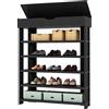 sogesfurniture BHEU-L24-BK - Scarpiera in legno, a 5 livelli, porta scarpe, porta di stoccaggio all'ingresso, per camera/soggiorno, 75 x 30 x 94 cm, nero