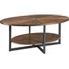 MODERION Tavolino ovale per soggiorno, tavolino da caffè, doppio strato, in legno massiccio, stile minimalista naturale, 110 x 66 x 45,5 cm (marrone)