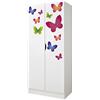 leomark armadio bianco 70 x 42,5 x 161,5 cm alla stanza del bambino, capiente e funzionale armadio in legno con ante, solido appendiabiti, mobili per bambini, Farfalle