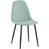 CLP Sedia da pranzo imbottita Napier, sedia da cucina con schienale e struttura in metallo nero, sedia imbottita fino a 150 kg Colore:verde chiaro;Materiale:Stoffa
