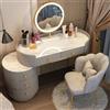 AnYaBinni Tavolo da Toilette con Specchio e Luci, 3 Impostazioni di Colore e Luminosità, Postazione Trucco con Cassetti in Legno Massello e Sedia in Velluto per Donne e Ragazze, 80/100 * 40 * 78 CM