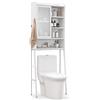 GYMAX Mobile Sopra WC, Mobile Portaoggetti sopra il Water con Anta Scorrevole, Scaffale per Bagno con Ripiani Regolabili e Ganci, Telaio in Metallo Robusto (Bianco)