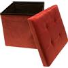 Home Tresor - Pouf Contenitore Velluto, Pouf Poggiapiedi Contenitore Velluto, Pouffe Effetto Vellutato per Divano, Soggiorno, Cameretta, Quadrato (HxLxP) 38X38X38 cm (Rouge)