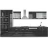 Vicco Cucina componibile R-Line, Antracite lucido/bianco, 350 cm con armadio alto, senza piano di lavoro, adatto per disposizione e ampliamento personalizzati