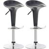 CLP Set 2 Sgabelli Design Saddle In Plastica I Coppia Sgabelli Cucina Con Poggiapiedi I Sedie Regolabili Alt 60-81 CM | Colore grigio