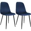 CLP Set di 2 sedie da Pranzo Imbottite Maryam, Sedia da Cucina con Schienale e Struttura in Metallo Nero, Supporta Fino a 150 kg, Colore:Blu Scuro, Materiale:Velluto
