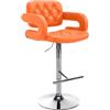 CLP Sgabello Design Dublin in Similpelle I Sgabello Bar Girevole E Regolabile 65-85CM I Sgabello Alto con Schienale E Braccioli, Colore:Arancione, Colore del Telaio:Cromo