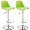 CLP Set 2 Sgabelli Design Kiel in Polipropilene E Similpelle I Coppia Sedie Bar Cucina Girevoli E Regolabili, Colore:Verde, Colore del Telaio:Cromo