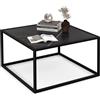 COSTWAY Tavolino da Salotto in Legno, Tavolino Basso con Piano in Finto Marmo e Struttura in Acciaio, Tavolino Basso per Soggiorno e Ufficio, Portata Massima 45 kg, 70 x 70 x 40 cm (Nero)