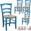 VIRSUS Set 4 Sedie Paesana in Legno con Seduta in Paglia, Misura 43x42x86 cm, Sedia Tradizionale Robusta, per Casa, Cucina, Agriturismo, Ristorante, Made in Italy (Azzurro)