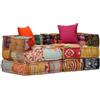 vidaXL Pouf Modulare 2 Posti Tessuto Patchwork Divanetto Sofà Divano Salone