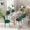 ARunThLana Set di 6 sedie da sala da pranzo in velluto, con schienale, sedia da cucina, con gambe in metallo nero, sedia relax, per soggiorno, camera da letto, sala da pranzo, verde