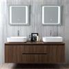 Kiamami Valentina - Mobile Bagno Sospeso 150Cm Doppio Lavabo E Specchio Led Touch | Siena