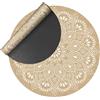 VINILIKO Design | Tappeto in vinile rotondo stampato - Mandala Beige [Diam] 100 cm - interno ed esterno, antiscivolo, impermeabile, lavabile, varie misure - Tappeto vinile soggiorno, terrazza