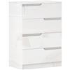 HOMCOM Cassettiera Camera da Letto 4 Cassetti 60x40x85 cm Bianco Lucido