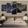 TKKXQT Stampe e Quadri su Tela,Decorativo per La Casa 5 Pannelli Gioco Dark Souls Warrior Poster per La Camera da Letto Moderna Pittura su Tela Taglia C