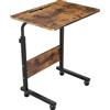 SogesPower Tavolino, Tavolino Piccolo con 4 Ruote girevoli, Altezza Regolabile, Scrivania per Computer a Forma di C, con Supporto per Tablet, 60 * 40*(71-90) cm