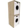 MRBLS_HOME Armadio per lavatrice 66 x 180 x 65 cm (L x H x P) - Colonna per lavatrice e asciugatrice - Mobile per lavanderia e bagno (rovere bardolino)