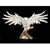 Figuren Shop GmbH Bianco Gufi Figura con Lontano Aperte Ali - Snowy Rest Figura Animale Civetta Neve, Dipinto a Mano