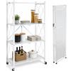 Brigros - Scaffale pieghevole portaoggetti, adatta per ambienti di casa con il suo stile pulito ed elegante, soggiorno, cucina, balcone, garage, ufficio (Bianco, 4 ripiani)