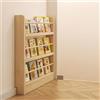 Generic Scaffale Libreria Stretta in Legno Massello Organizzatore Portaoggetti per Camera da Letto Soggiorno Casa Ufficio Libreria da Terra Espositore con Design Dietro Porta (10cm Sottile)