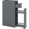 GIANTEX Armadio a nicchia largo 18 cm, scaffale stretto con cassetto e ruote, 40 x 18 x 70 cm, armadio da bagno salvaspazio, mobiletto per bagno (grigio)