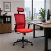 Yellowshop | Poltrona Girevole da Ufficio VEGA con Poggiatesta, Braccioli Regolabili, Schienale Alto in Nylon, Ergonomica Rossa