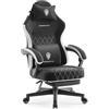 Dowinx Sedia da gaming in tessuto con cuscino primaverile, supporto lombare per ufficio, con poggiapiedi per adulti, ergonomica, grande e alta, per Office Gaming, colore nero