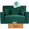 Flumi Personalizzato Divanetto Bambini con Funzione Sleep - 3 in 1 | Divani Piccoli | Divano Bambini | Colore: (Verde botiglia)
