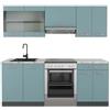 Vicco Cucina componibile R-Line, Blu-grigio/antracite, 200 cm, PL Marmo, adatto per l'espansione individuale con moduli aggiuntivi