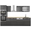 Vicco Cucina componibile R-Line, Antracite lucido, 300 cm con armadio alto, senza piano di lavoro, adatto per combinazioni ed espansioni personalizzate