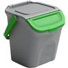 COSE DA CASA Pattumiera 28L secchio con manico e coperchio blu giallo o verde sovrapponibile chiusura antirandagismo cestino raccolta differenziata carta plastica metallo umido (VERDE)