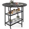 COSTWAY Tavolo da Pranzo 100 x 100 x 80 cm, Tavolo Pieghevole Salvaspazio per 2-4 Persone con 2 Mensole di Stoccaggio e Ruote Bloccabili per Soggiorno, Appartamento e Ufficio (Nero)
