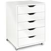 leomark Mobile con 5 cassetti - Cassettiera ideale di archiviazione per l'ufficio, l'home office e lo studio, Comodino con ruote piroettanti e freno, Dimensioni: 47 x 40 x 64 cm.